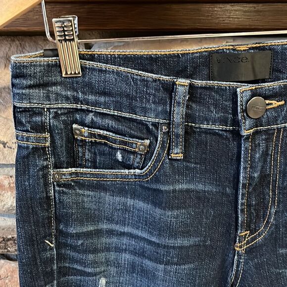 Vince Five Pocket Relaxed Rolled Dark Wash Jeans - Picture 2 of 10